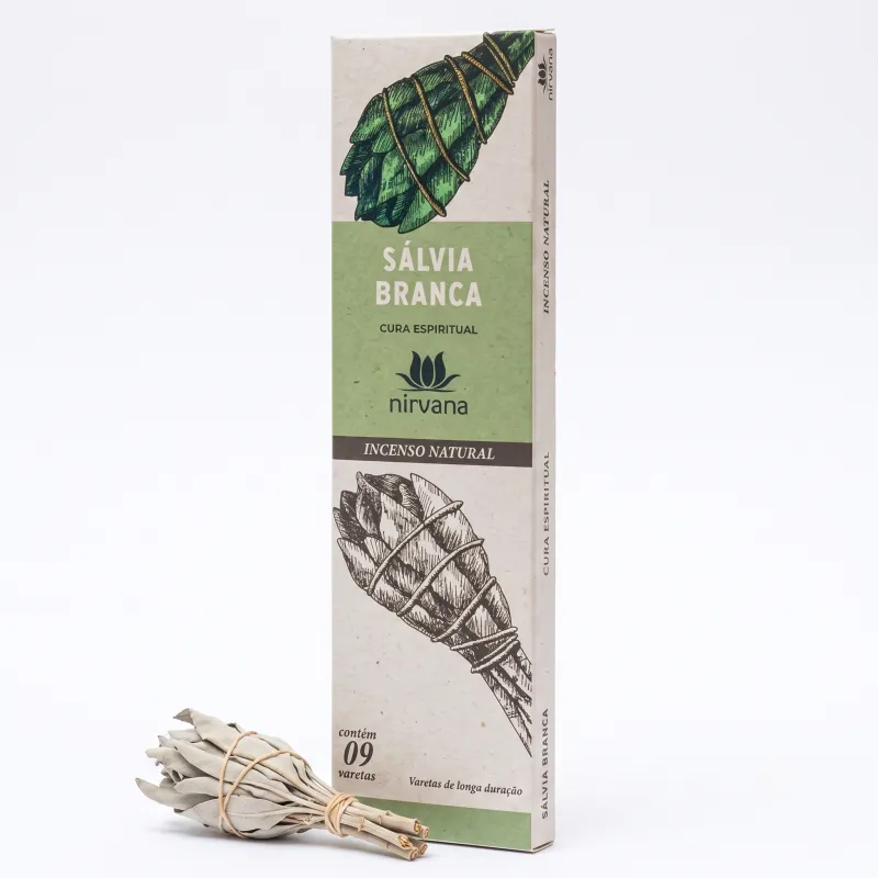 Nirvana Natural: Prírodné vonné tyčinky – Biela Šalvia (9 ks)