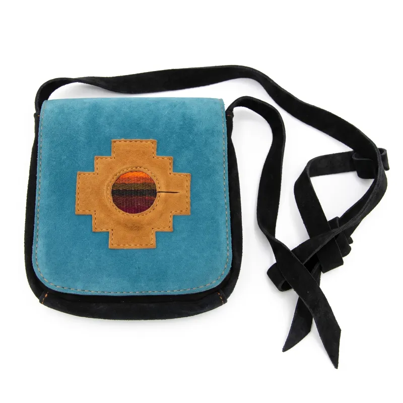 Pánska kožená crossbody taška s Chakanou z Peru