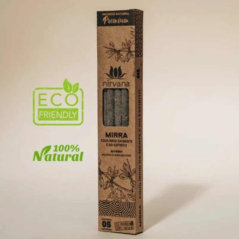 Nirvana Premium Eco: Prírodné rituálne vonné tyčinky – Myrha (5 ks)