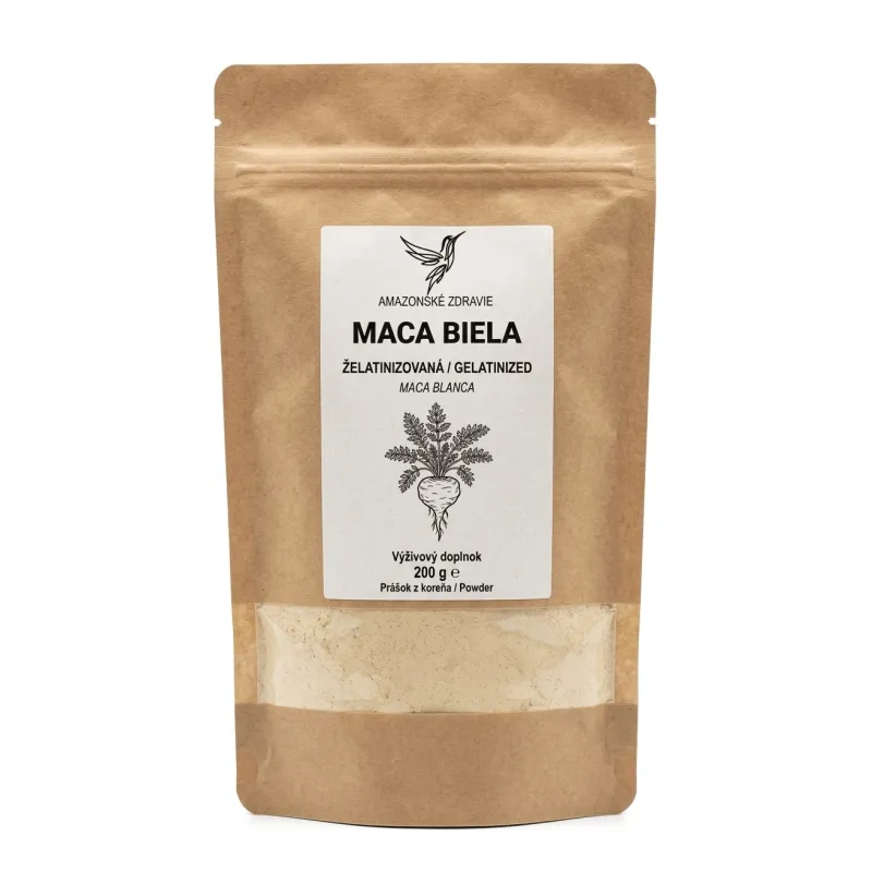 Maca biela želatinizovaná 200 g – Certifikovaná & Pyramídovo nabíjaná | Amazonské zdravie