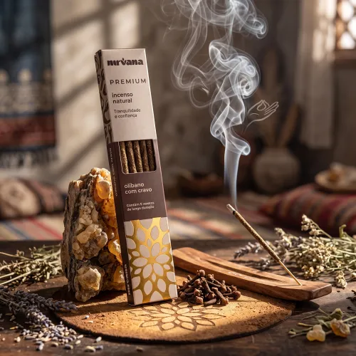 Nirvana Premium: Prírodné rituálne vonné tyčinky – Kadidlo a Klinčeky (5 ks)