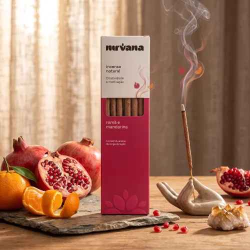 Nirvana Natural: Prírodné vonné tyčinky – Granátové jablko a Mandarínka (9 ks)