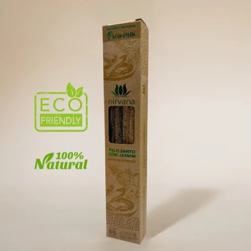Nirvana Premium Eco: Prírodné rituálne vonné tyčinky – Palo Santo a Jazmín (5 ks)