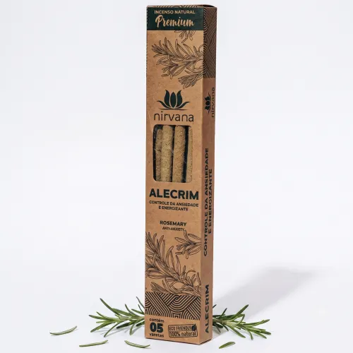 Nirvana Premium Eco: Prírodné rituálne vonné tyčinky – Rozmarín / Alecrim (5 ks)