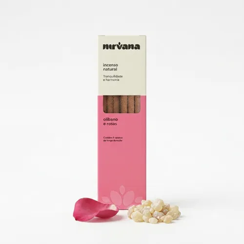 Nirvana Natural: Prírodné vonné tyčinky – Kadidlo a Ruža (9 ks)