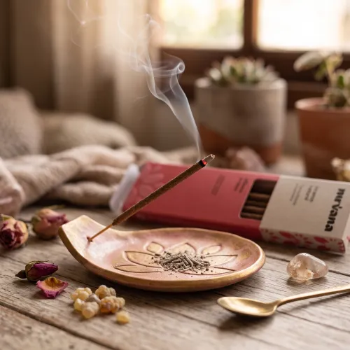 Nirvana Natural: Prírodné vonné tyčinky – Kadidlo a Ruža (9 ks)