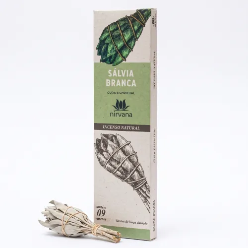 Nirvana Natural: Prírodné vonné tyčinky – Biela Šalvia (9 ks)