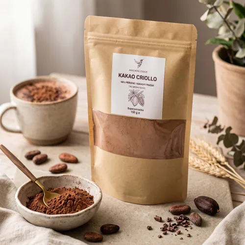 Kakao Criollo RAW prášok 100 g – Vzácne peruánske kakao & pyramídovo nabíjané | Amazonské zdravie