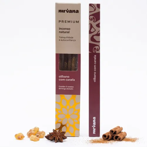 Nirvana Premium: Prírodné rituálne vonné tyčinky – Kadidlo a Škorica (5 ks)