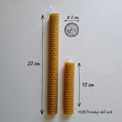 🐝 Tradičná točená sviečka zo 100% včelieho vosku (2 x 20 cm)