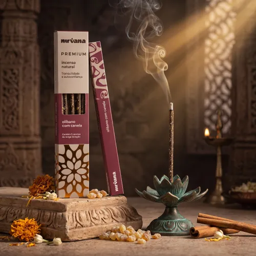 Nirvana Premium: Prírodné rituálne vonné tyčinky – Kadidlo a Škorica (5 ks)
